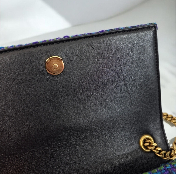 ✨️Authentic Saint Laurent Kate Small Chain Bag in Blue tweed - Picture 10 of 16